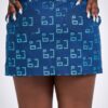Mini jupe en denim avec motif logo marque pailleté - bleu