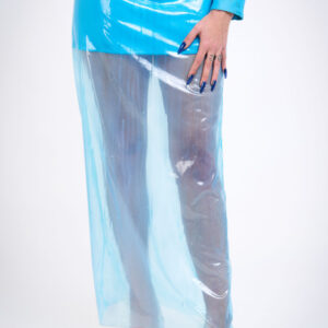 Jupe longue semi-transparente en organza siliconé - bleu turquoise