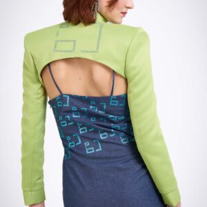 Mini veste zippée à grand logo en strass - vert