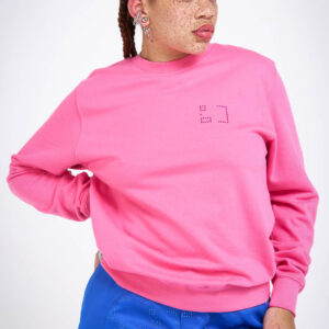 Sweat-shirt sans capuche à petit logo en strass - rose