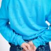 Sweat-shirt sans capuche à grand logo en strass dos - bleu turquoise