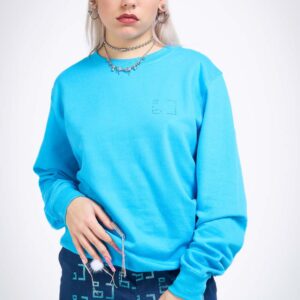 Sweat-shirt sans capuche à petit logo en strass - bleu turquoise