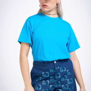 Tee shirt à petit logo en strass - bleu turquoise